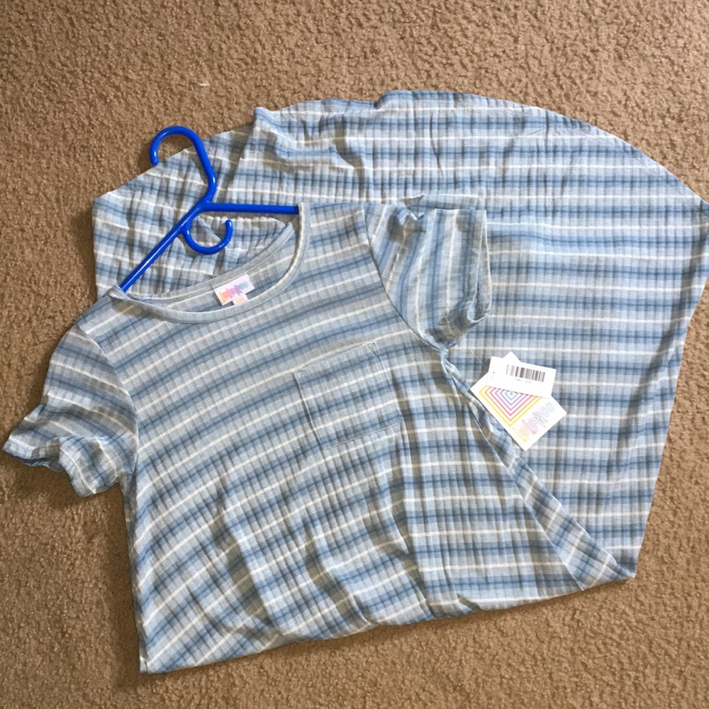 Lularoe Blue striped pocket Carly